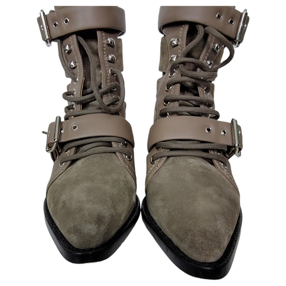 Chloe Rylee Suede Gray Boot Lace Up Buckle Size 36 - Picture 8 of 10